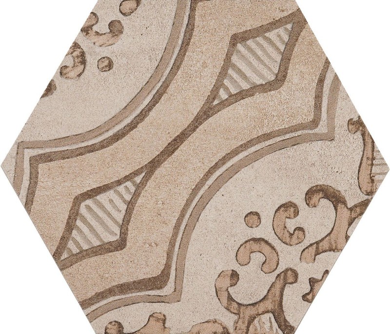 Sześciokątne plytki wzorzystę brązowe patchwork Clays Decoro Earth,Sand,Shell 21x18,2-70153